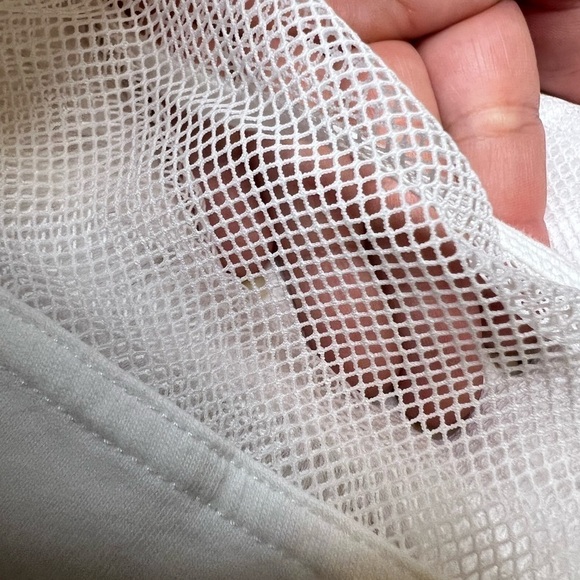 White adidas work out active shirt with mesh on the top and bottom. - Picture 7 of 8